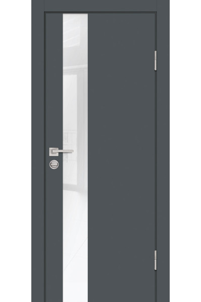Дверь Profilo Porte P-10 Графит со стеклом Белоснежный лакобель Дверь Profilo Porte P-10 Графит со стеклом Белоснежный лакобель