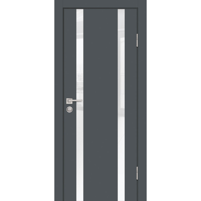 Дверь Profilo Porte P-9 Графит со стеклом Белоснежный лакобель