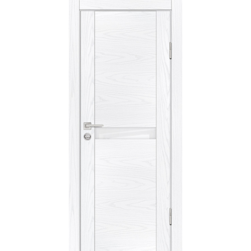 Дверь Profilo Porte PSM-3 Дуб Скай Белый со стеклом Белоснежный лакобель