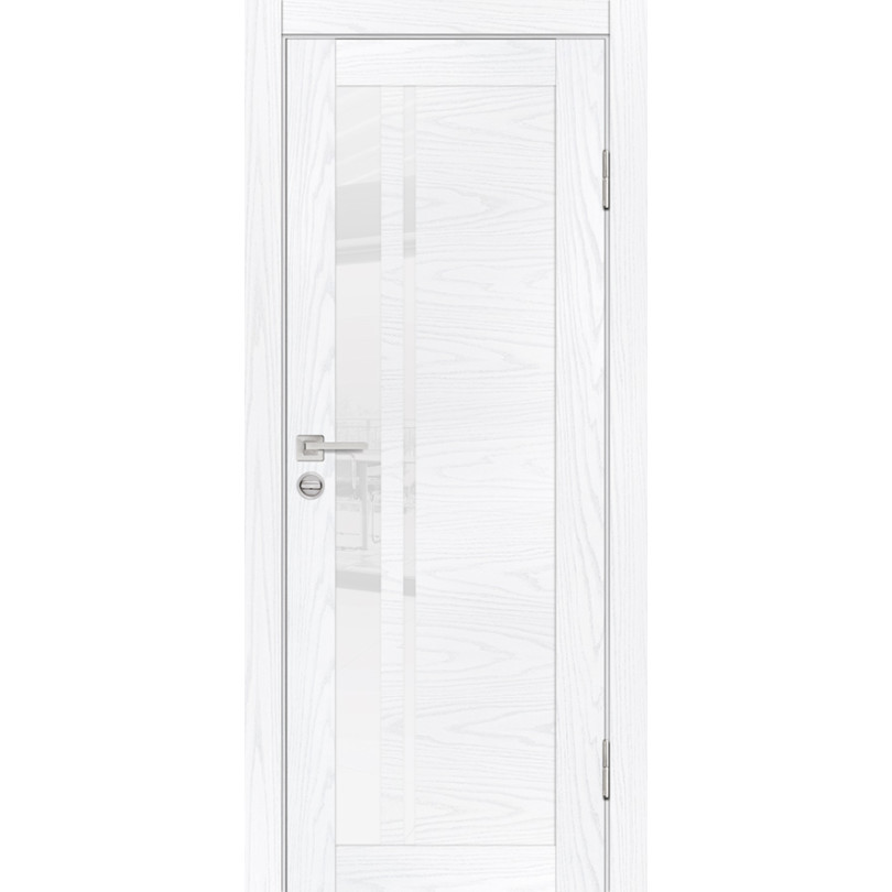 Дверь Profilo Porte PSM-8 Дуб Скай Белый со стеклом Белоснежный лакобель