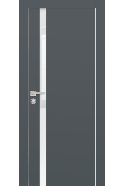 Дверь Profilo Porte AL PX-8 Графит со стеклом Белоснежный лакобель Дверь Profilo Porte AL PX-8 Графит со стеклом Белоснежный лакобель