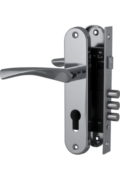 Замок цилиндровый с в комплекте с ручкой LOCKSET.1511W/B (SET F1511W/B) CP хром