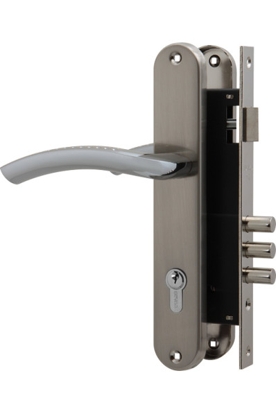 Замок цилиндровый с в комплекте с ручкой LOCKSET.9013 (SET F9011) SN/CP мат.никель