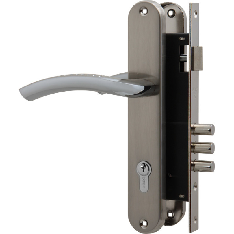 Замок цилиндровый с в комплекте с ручкой LOCKSET.9013 (SET F9011) SN/CP мат.никель
