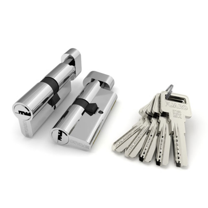 Цилиндровый механизм (R602/100) R6002Knob100(45+10+45) CP хром 5Key с вертушкой