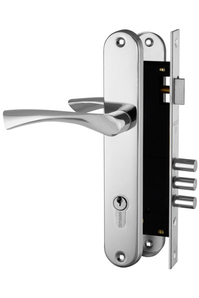 Замок цилиндровый с в комплекте с ручкой LOCKSET.9011 (SET F9011) CP хром