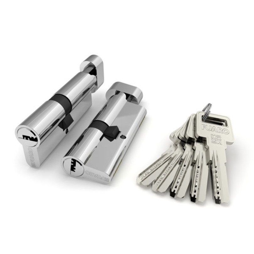 Цилиндровый механизм (R602/90) R6002Knob90(45+10+35) CP хром 5Key с вертушкой