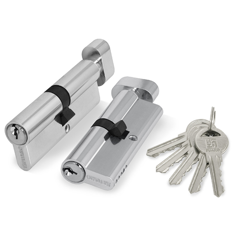 Цилиндровый механизм (100 ZM/80) 1000ZMKnob80(30+10+40) CP хром 5Key с вертушкой
